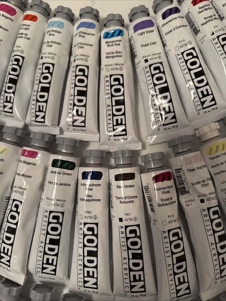 LOTE DE 50 Tubos DORADOS Pinturas Acrílicas Colores Artista 2fl oz *NUEVO *¡ENVÍO GRATUITO! Foto 4 de 4