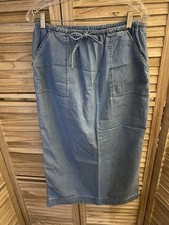 VINTAGE Blue Jean Skirt Charter Club Women's MP Pull On Drawstring Waist Long