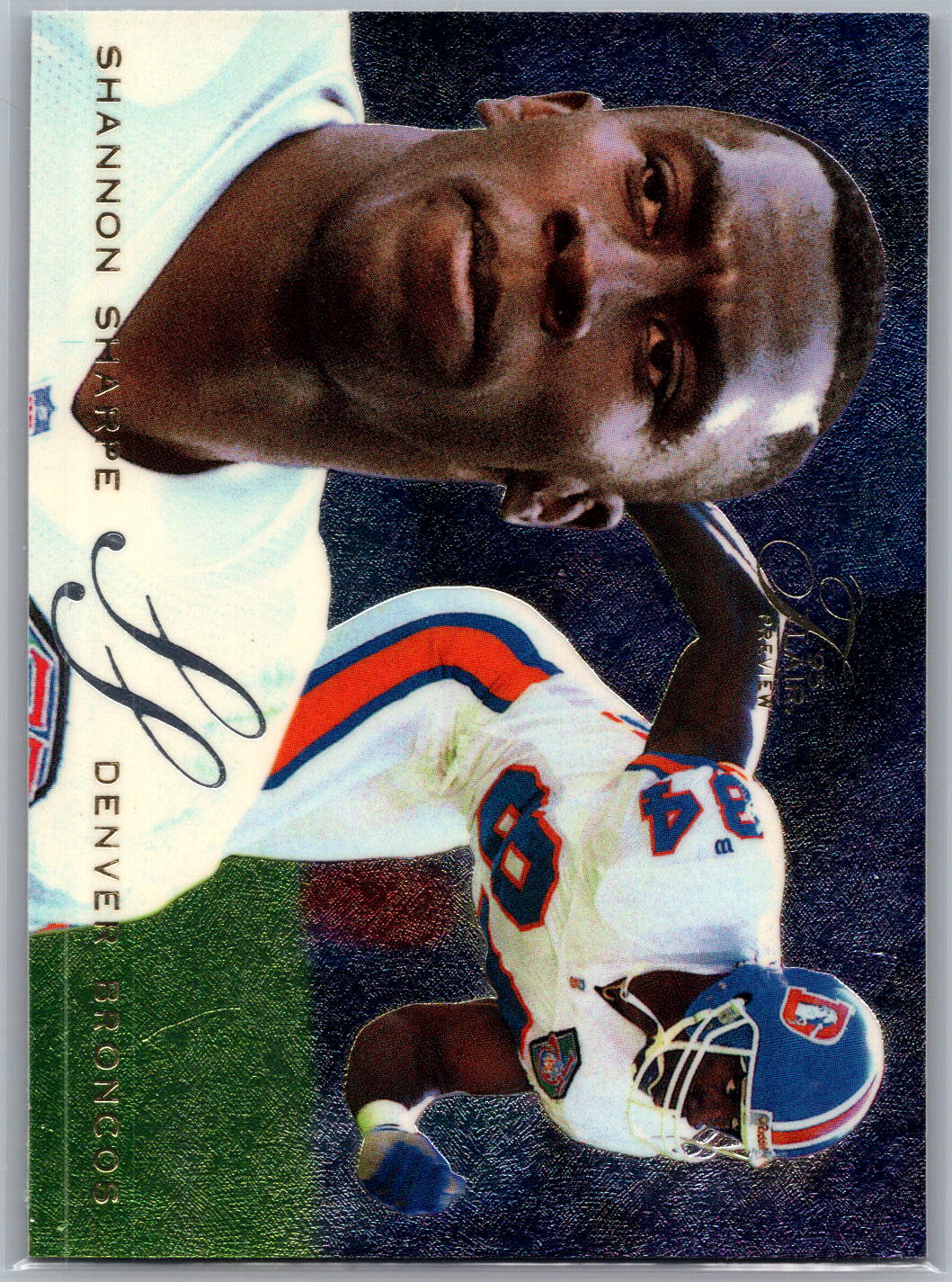 Shannon Sharpe #9 Football Cards 1995 Fleer Flair Preview trading card — raw and PSA graded price guide