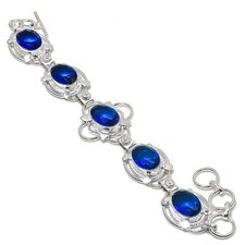Blue Tanzanite Gemstone 925 Sterling silver Handmade Jewelry Bracelet Size 7-8