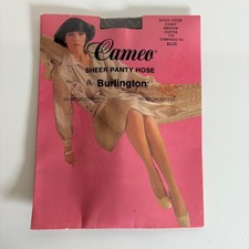 Burlington Cameo Sheer Pantyhose Medium Coffee Reinforced Panty Toe Vintage