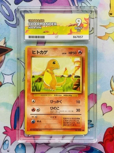 Charmander #004 ACE 9 Mint OC - 1996 Pokemon Japanese Base Set