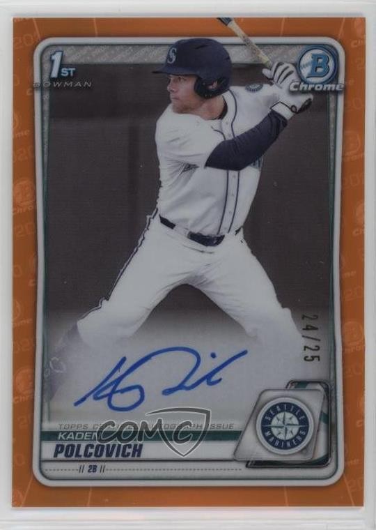 2020 Bowman Draft Chrome Picks Orange Refractor 24/25 Kaden Polcovich Auto 3hd
