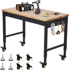 60" ×22" Adjustable Workbench, Rolling Heavy-Duty Worktable with Power Outlet