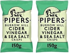 Pipers Crisp Burrow Hill Cider Vinegar and Sea Salt Crisps, 150 g (Pack of 2)
