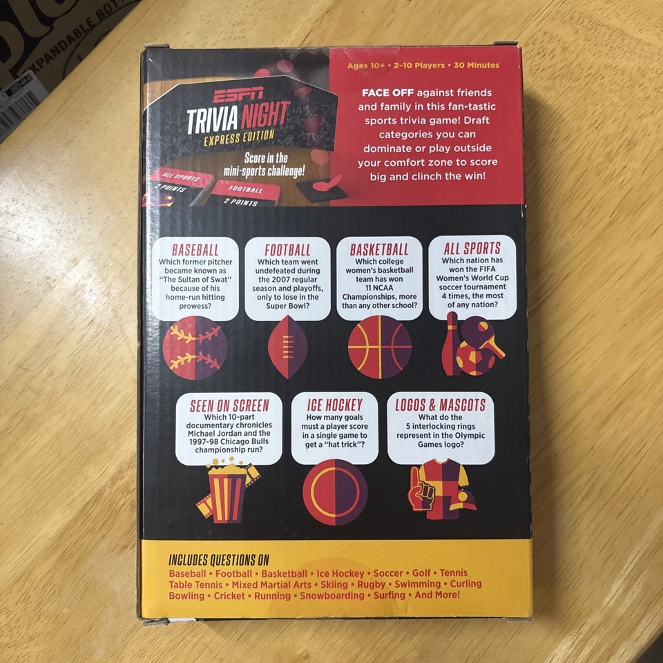 ESPN TRIVIA NIGHT Express Edition SEALED Sports Trivia Game FUNKO GAMES - Image 3 of 4