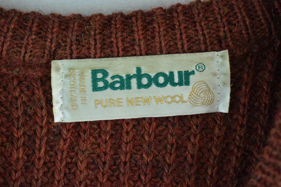 BARBOUR D627 Pure New Wool Brown Knitwear Jumper size C46/117Cm Mens Chunky - Image 4 of 4