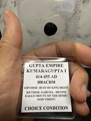 Ancient India Gupta Empire Copper Drachm Kumaragupta I 415 455 AD