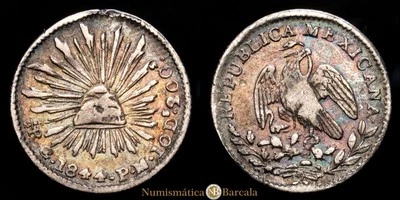 México 1/2 Real (1,67g) 1844 Guanajuato P·M KM-370,7 MBC - Image 1 of 3