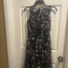 CITY STUDIOS Juniors' Embroidered Mesh Ruffled Floral Maxi Evening Dress Black 2