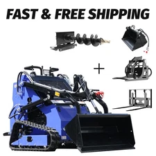 22HP Mini Track Skid Steer Loader with 4 Attachments, 2-Cylinder Gas Engine