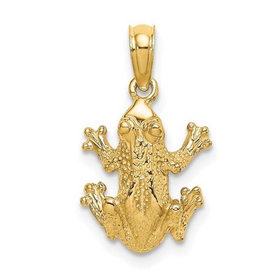 14k Gelbgold 2-D strukturiert Draufsicht Frosch Anhänger