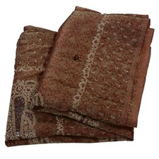 Sanskriti Vintage Sarees Tissue Hand Beaded Woven Craft Fabric Sari
