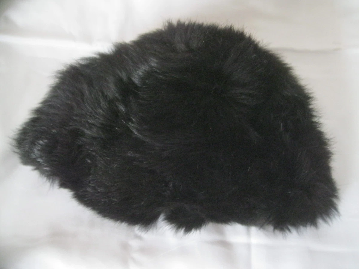 Alte Damen Kappe Mütze Pelzmütze Vintage schwarz Pelzhaube Pelzkappe Herren 55