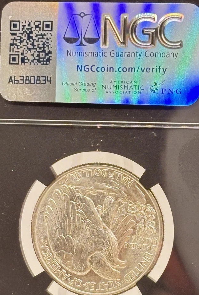 Fragmento de bolsa original 1943-D Walking Liberty meio dólar MS63 ~83434027~ #3426 - Imagem 4 de 4