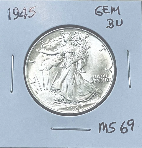 1945 Walking Liberty Half Dollar Bright White Gem Bu Perfect Obverse N Reverse