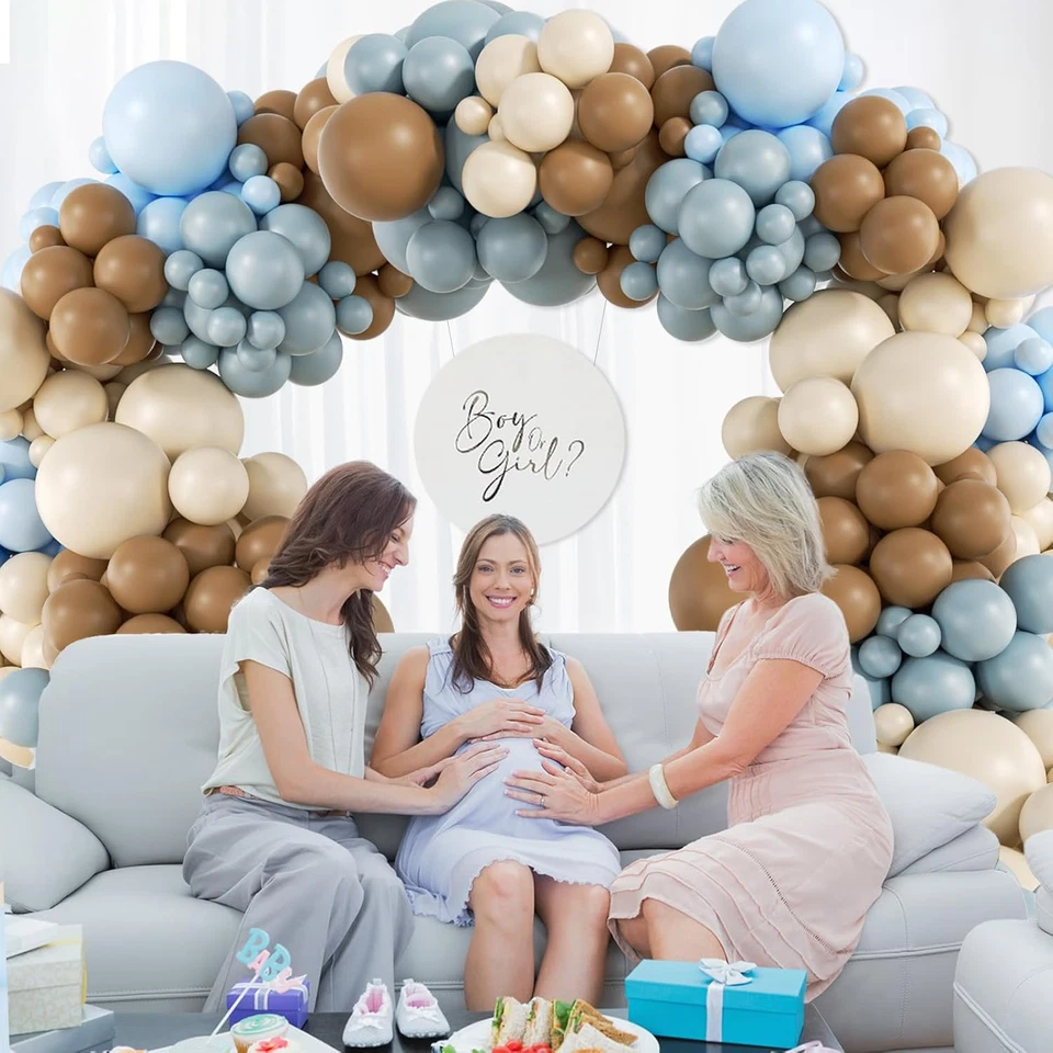 Kit de arco de globo azul y marrón polvoriento de 146 piezas, decoraciones de baby shower de oso con Foto 4 de 4