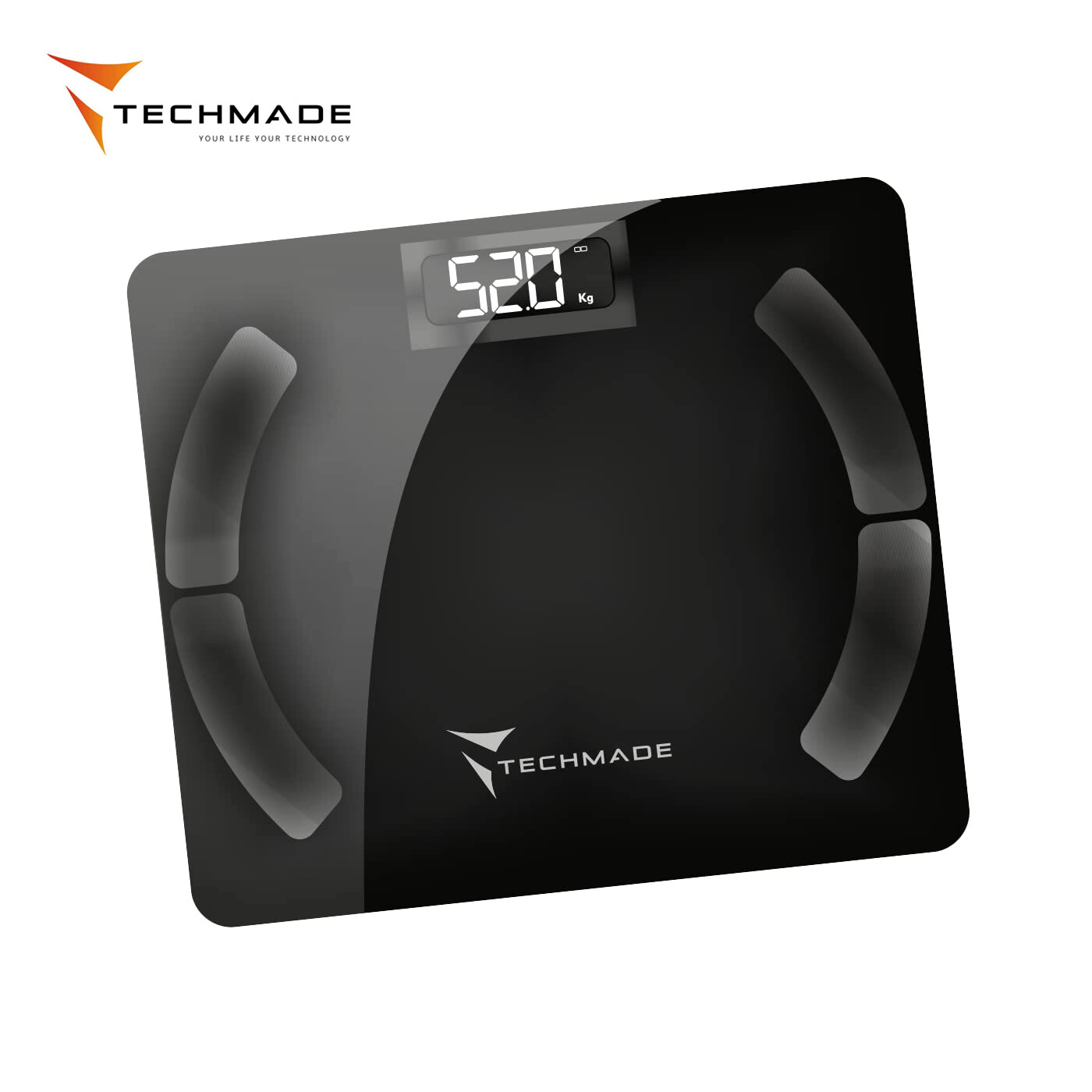 BILANCIA TECHMADE SMART SCALE PESAPERSONE INTELLIGENTE DIGITALE DISPLAY LCD NERO