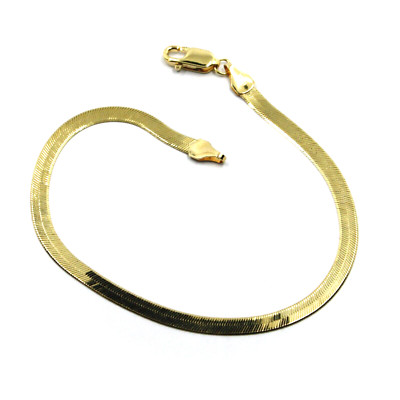BRACCIALE IN ORO GIALLO 18K, MAGLIA LISCA DI PESCE, SPESSORE 3.5 MM, 18.5 CM