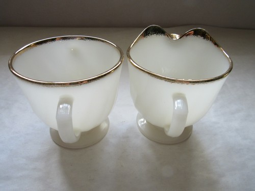 Fire King Ware Creamer & Sugar Swirl & Gold Trimmed - Picture 10 of 12