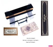Baguette Wand SEVERUS ROGUE Métal/résine+boite + 2 cartes + support Baguette