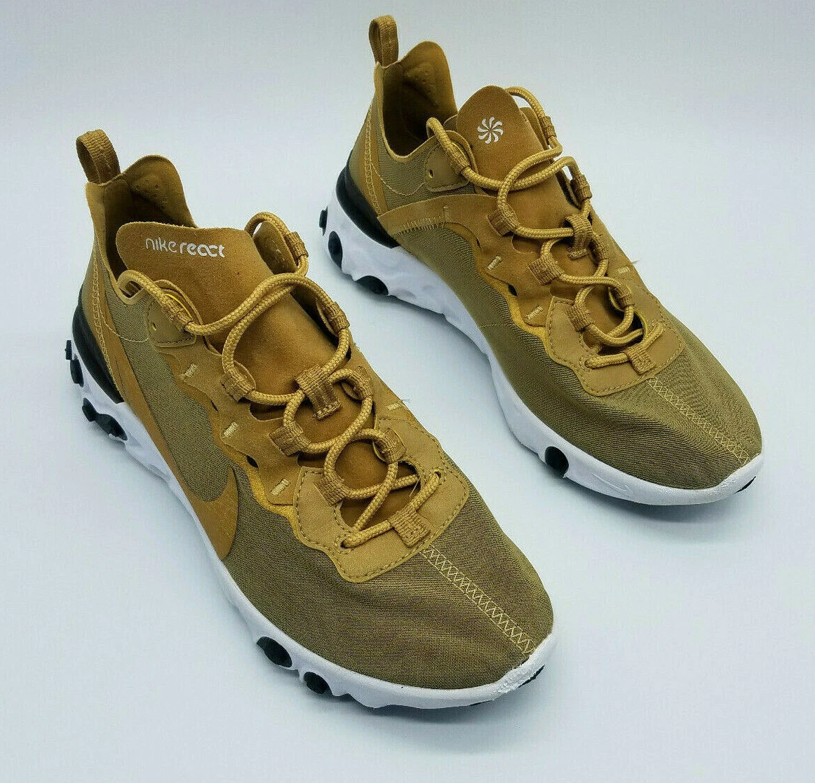 Nike React Element 55 Men&#039;s Running Shoes Metallic BQ6166-700 Gold Size 6.5 |