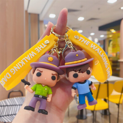 Walking Dead Rick Daryl 3D Silicone Keychain Key Chain Ring Pendant Game New