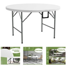 NEW! 4ft 1.2m Round Folding Heavy Duty Outdoor Trestle Party Garden Table S247