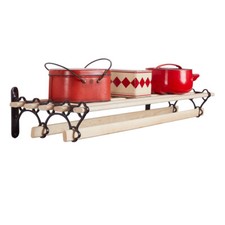 Storage Shelf Racks Cast Iron End Fittings & 7 Wood x 1.2m Slats - Wall Mounted