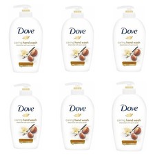 6 x Dove Caring Hand Wash 250ml Shea Butter With Warm Vanilla Moisturised Hands 7.55 per litre