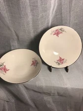Homer Laughlin London Rhythm VTG Bowls (2) 1950’s Pink Silver Dessert Salad MCM