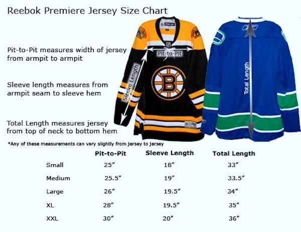 Reebok Hockey Reebok Authentic Nfl Jersey Size Chart Nhl Reebok