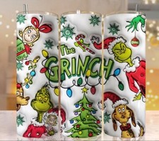 The Grinch Christmas 20oz Tumbler Cup Inflated Puffy Illusion