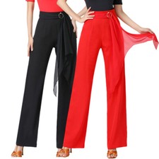 Latin Dance Pants Women's Ribbon Ballroom Dance Pants Thin Modern Wide Leg Pants