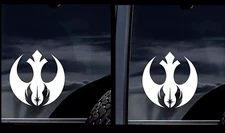 Rebel Jedi Symbol Two White 5" Vinyl Decal Car Truck Windows camper laptop