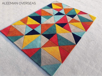 AO Modern Geometric Design Hand Tufted 100% Wool Area Rugs Cozy & Warm For Home