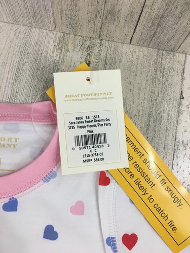 The Beaufort Bonnet Company Night Pajamas Happy Hearts Sara Janes Set Sz 6 NWT - Picture 5 of 12