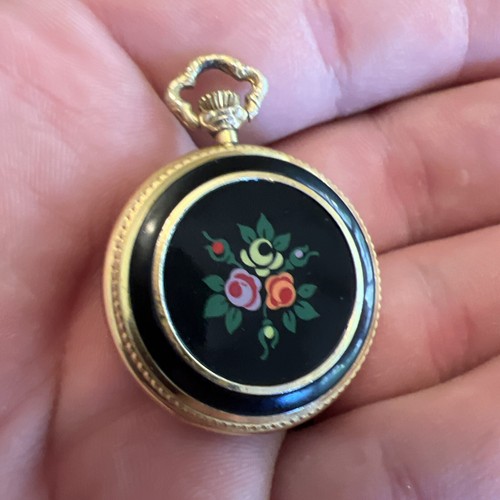 Vintage ORIS Anti-Shock Women’s Pocket Watch Gold Enamel Swiss Made Working! - Picture 7 of 8