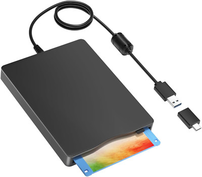 Floppy Disk Reader,External Floppy Drive, 3.5'' USB &Type C Floppy Disk Reader Po