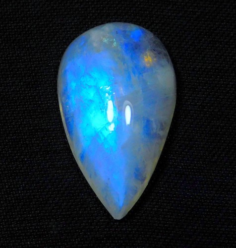 11 CT 100% NATURAL BLUE FIRE RAINBOW MOONSTONE PEAR CABOCHON GEMSTONE CK=182 - Picture 3 of 7