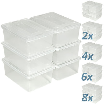 Produktbild von Schuh Organizer Lacusmall Schuhboxen-Set – 8-teilige Aufbewahrungsbox Mit Magnetdeckeln | Stapelbar, Transparent (Weiß) Unterbett Aufbewahrungsbox Schuhboxen IKEA