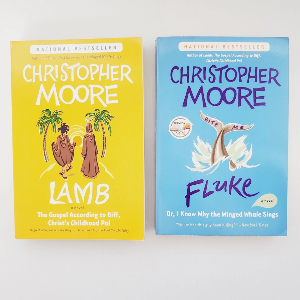 Christopher Moore Fluke & Lamb Lot of 2 Books Paperback Religion Humor Fiction - Image 2 of 4