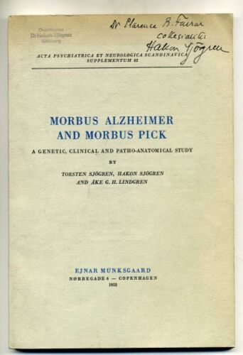 Morbus Alzheimer and Morbus Pick. A Genetic Clinical Patho-Anatomical Study 1952 - Picture 1 of 1