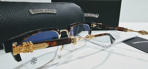 Chrome Hearts Style Unisex Adult Eyeglasses, Tortoise And Gold Frame - Picture 2 of 5