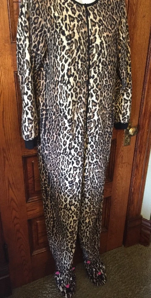 Милый!! NICK & NORA леопард гепард печать ножки 1 шт флис пижама PJ, размер S - Изображение 4 из 4