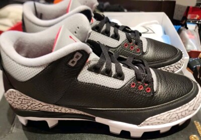 Nike Air Jordan 3 Retro MCS Baseball Cleats Black Cement Nike Air Jordan 3 Retro MCS Baseball Cleats Black Cement