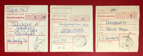 3 x DDR Einzahlungsbeleg für Postfach Schliessfach Deutsche Post 1976/79 ( 63892 - Bild 2 von 2