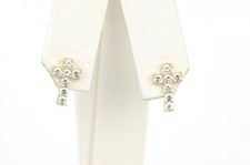14K Yellow or White Gold Cubic Zirconia CZ Cross Earrings