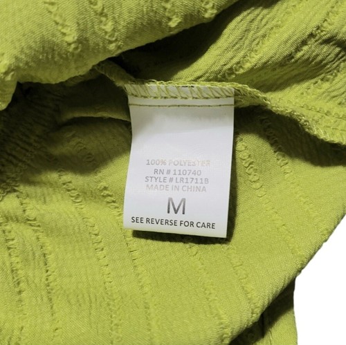 V Neck Top Womens Size Medium Ribbed Green Pistachio Tie Waist - Picture 5 of 5