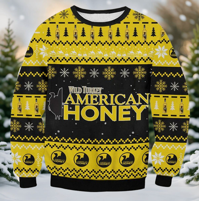 Bg Wild Turkey American Honey Ugly Sweater, Unisex All Size